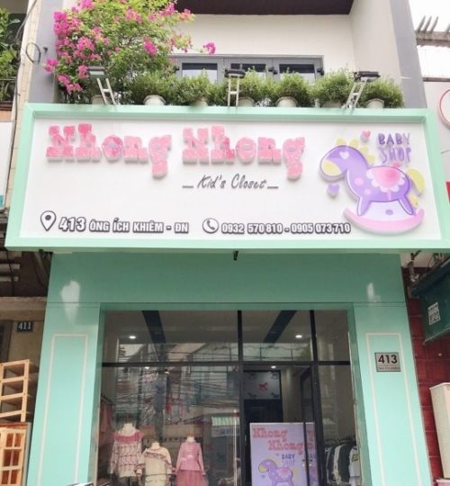 Bảng hiệu chữ nổi nền alu cho Shop